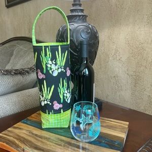 Desert cactus tote housewarming gift handmade tote wine drink tote gift